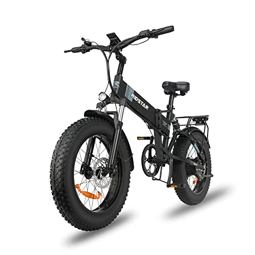 Ridstar Electric Bike for Adults 1000W,26 MPH 48V/14Ah 20'' x 4.0 Fat Tire Removable Battery Assist Bicycle with Shimano 7-Speed Snow Beach Mountain Foldable Ebikes