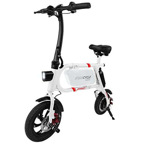 Swagtron Swagcycle Pro Pedal-Free App-Enabled Folding Electric Bike with USB Port to Charge on The Go, White