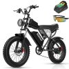 Black Ridstar 1000W 20AH 20” Fat Tire Electric Motorcycles for Adults with 30MPH Speed and Hydraulic Oil Disc Brakes, Ebike, Bicicleta Electrica