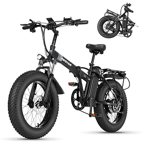 Ridstar 20" Fat Tire E-Bike for Adults, Electric Bike 1000W 28MPH, Shamano 7 Electric Mountain Bike 48V/14Ah Foldable Electric Bicycle for Men Women with Battery Removable