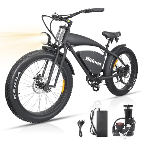 Hidoes Electric Mountain Bike for Adults, 1200W Electric Bicycle with 48V 18.2AH Long Range Battery, 26"x4" Fat Tire Ebike, Up to 37MPH & 31Miles Beach Off Road E Bike/US Stock